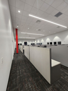 Modern office lighting installation in a commercial space by ASAP Electrical Construction Inc. in Dallas, GA