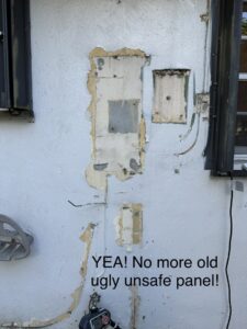 Site after old electrical panel removal by Elite Electrical Concepts, LLC in Deerfield Beach, FL.