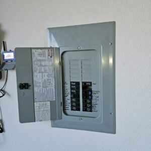 An open electrical panel (breaker box) showing circuit breakers, ready for inspection or service by Bee Thumb Electric in North Highlands, CA.