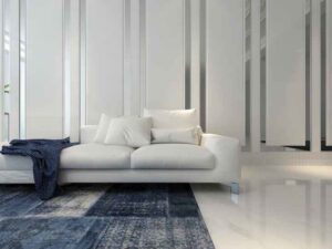 Oriental rugs laid out for drying outside with Thomas Carpet & Oriental Rug Cleaners van in Newtown Square, PA