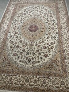 A beautifully patterned ornate area rug, ready for professional cleaning by Just Right Carpet Cleaning & Pressure Washing in Washington, IL.