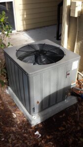 A newly installed outdoor AC condenser unit on a concrete pad, representing quality HVAC installation by B&G Air Specialists, LLC in Orlando, FL.