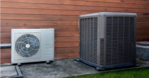 Outdoor air conditioning and heat pump units installed by Bakes Heating and Cooling in Chatham, IL.