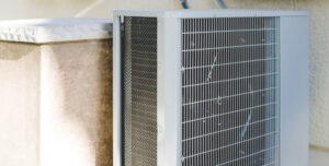 A close-up view of an outdoor AC unit, representing services by Lighthouse HVAC, LLC in Edgewater, MD.