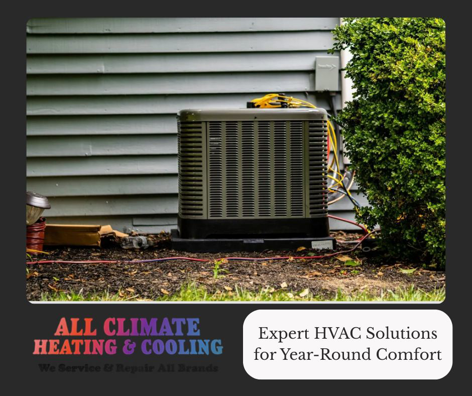 An outdoor air conditioning unit installed next to a home by All Climate Heating & Cooling in Redmond, WA