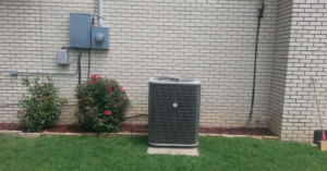 An outdoor air conditioning unit installed at a residence by A & A Air Conditioning & Heating in Little Rock, AR.