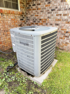 An outdoor residential AC unit, typical equipment serviced by Rightway Heating & Air in Columbus, OH.