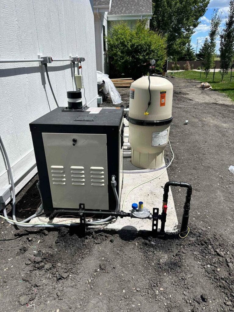 An outdoor commercial HVAC unit or pool heater installation by Precision Heating & Air Conditioning in Royersford, PA