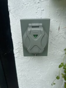 Outdoor heavy-duty electrical outlet installation for generator or RV by Ryno Electric in Cape Coral, FL