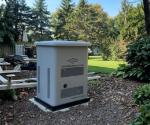 An outdoor standby generator professionally installed by Minards Electric LLC in Dickinson, ND.