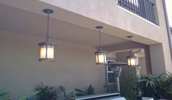 Outdoor hanging lanterns providing patio lighting installed by The Las Vegas Electrician in Las Vegas, NV