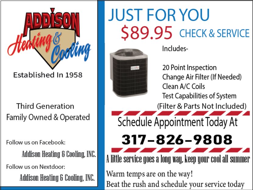 An outdoor HVAC condenser unit installed by Addison Heating & Cooling, INC. in Indianapolis, IN.