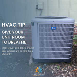 A clean outdoor HVAC condenser unit, maintained by North LA Heating and Cooling in Monroe, LA.
