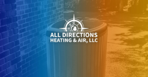 An outdoor HVAC unit, likely an AC condenser, representing services by All Directions Heating and Air LLC in Broken Arrow, OK.