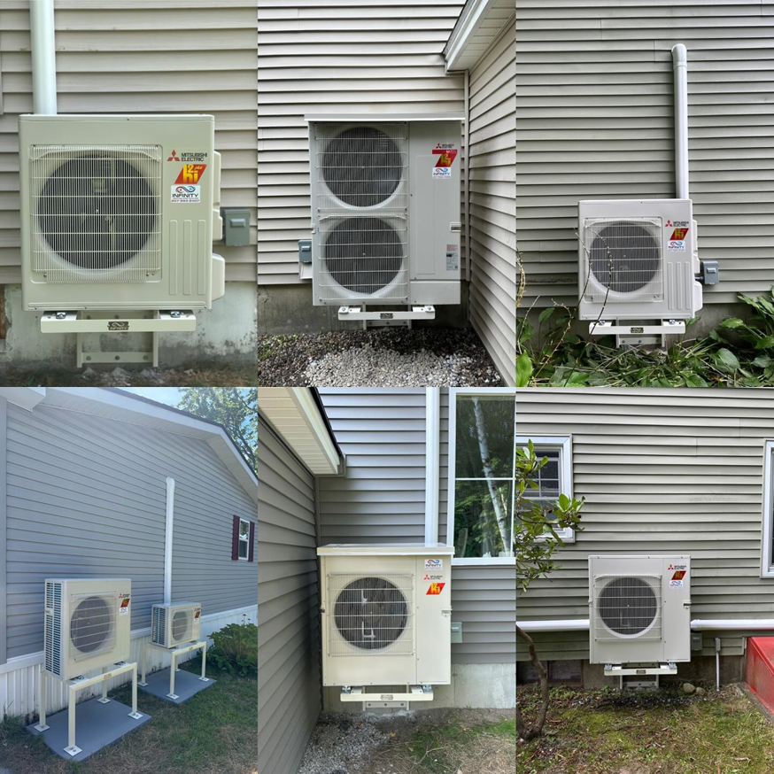 Exterior view of multiple outdoor mini-split condenser units installed by Infinity Heating and Cooling in Las Vegas, NV.