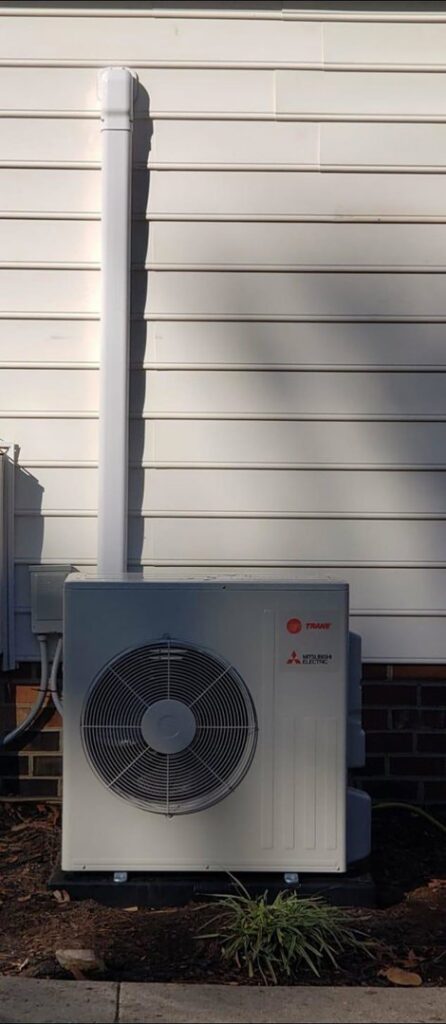 An outdoor mini-split or heat pump unit installed by Booker Heating & Air in Richmond, VA.