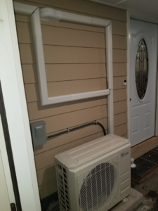An outdoor mini-split HVAC unit professionally installed by A.C. Installing in Roanoke, VA.