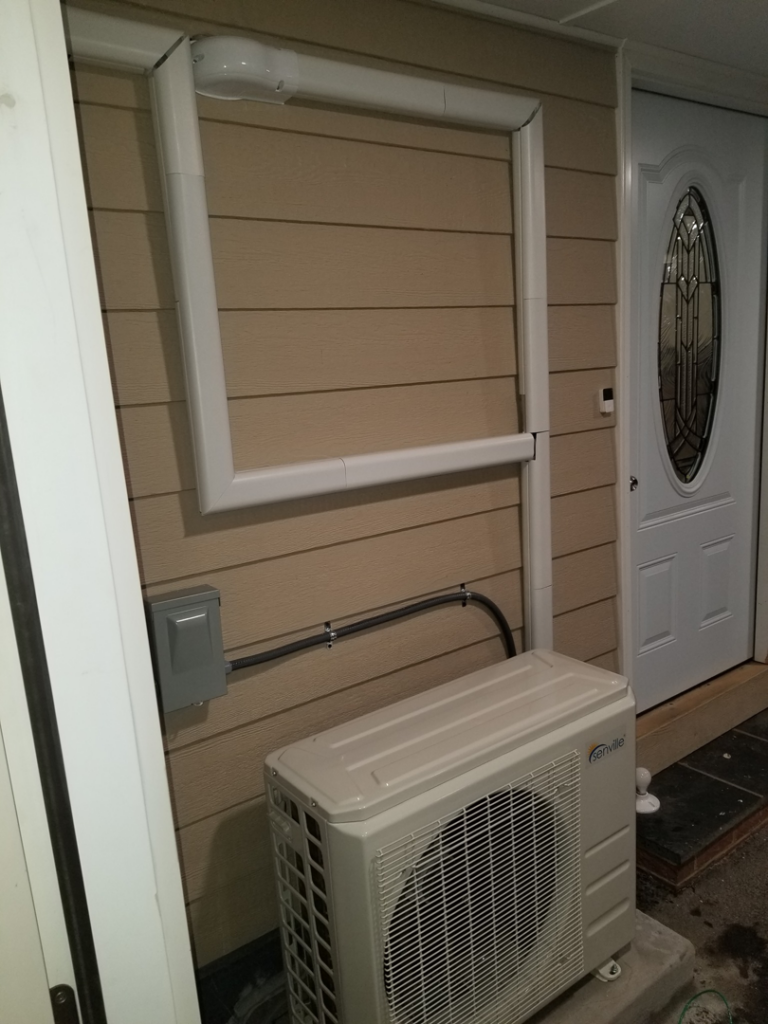 An outdoor mini-split HVAC unit professionally installed by A.C. Installing in Roanoke, VA.