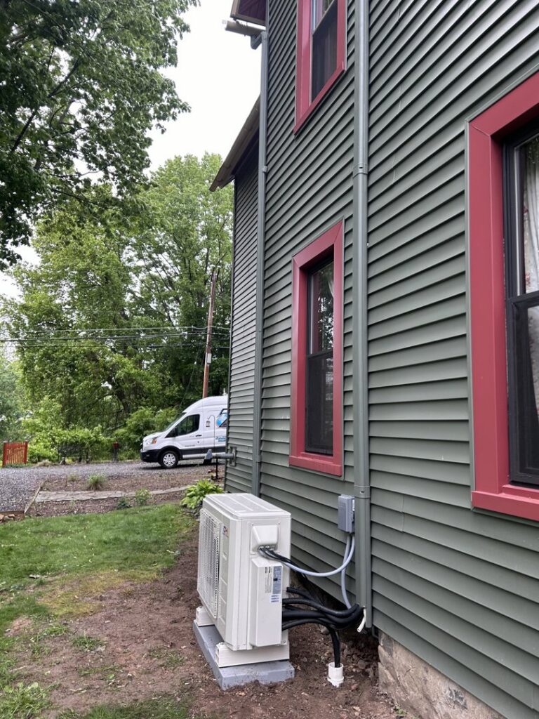 An outdoor mini-split HVAC unit installation by Zongora Comfort Solutions LLC in Allentown, PA.