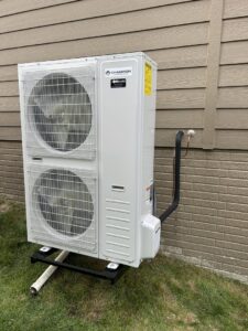 A multi-zone outdoor mini-split condenser unit installed by Millard Heating & Cooling in Elkhorn, NE.