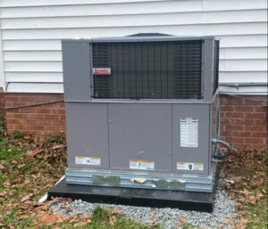 An outdoor packaged HVAC unit recently installed by Subzero Mechanical LLC Heating & Air in Concord, NC.