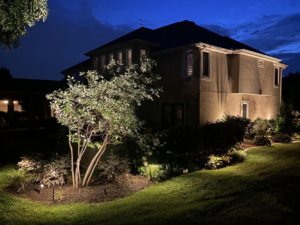 Close-up of an outdoor pathway light installation by Get Lit KC & LOZ, enhancing safety and aesthetics in Kansas City, KS.