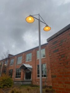 An outdoor pole light installation by Onsite Electrical Services in Raleigh, NC.