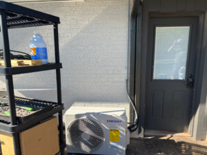 An outdoor Samsung mini-split air conditioning unit installed by Evans Heat & Air in Ruther Glen, VA.