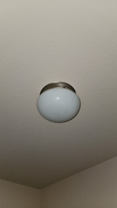 A classic oval ceiling light fixture professionally installed by Rain Man Thee Handyman in Hampton, VA.