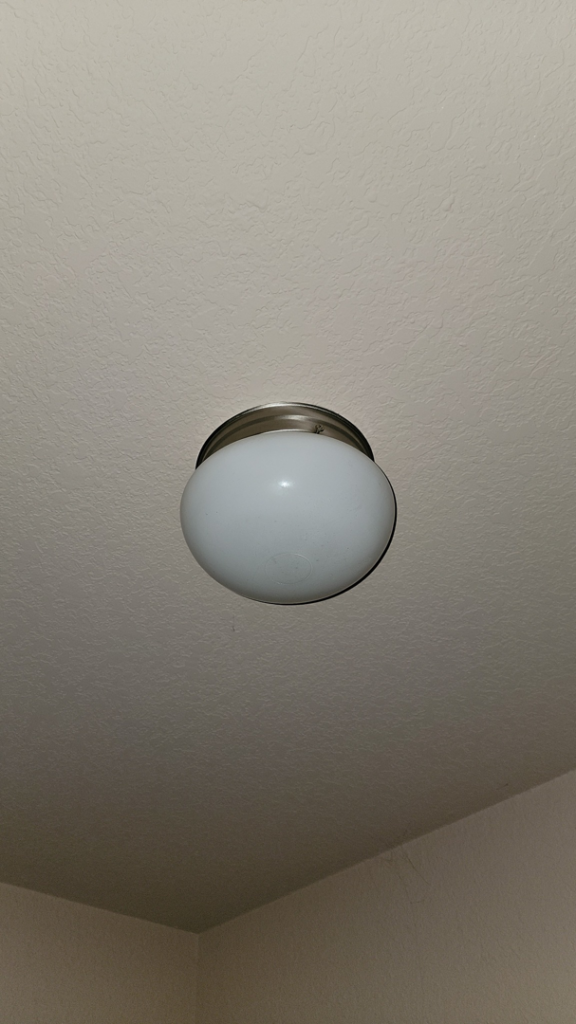 A classic oval ceiling light fixture professionally installed by Rain Man Thee Handyman in Hampton, VA.