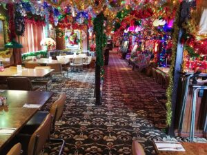 A vibrant patterned carpet installed in a commercial interior by Premier Floors Metroplex in Arlington, TX.