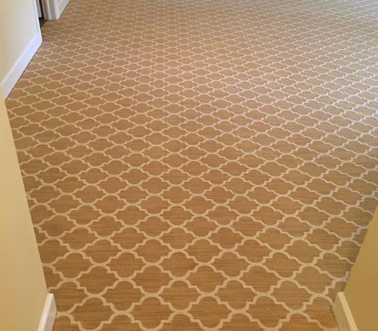 Elegant patterned carpet installed in a residential hallway by S&K Flooring Solutions in Augusta, GA