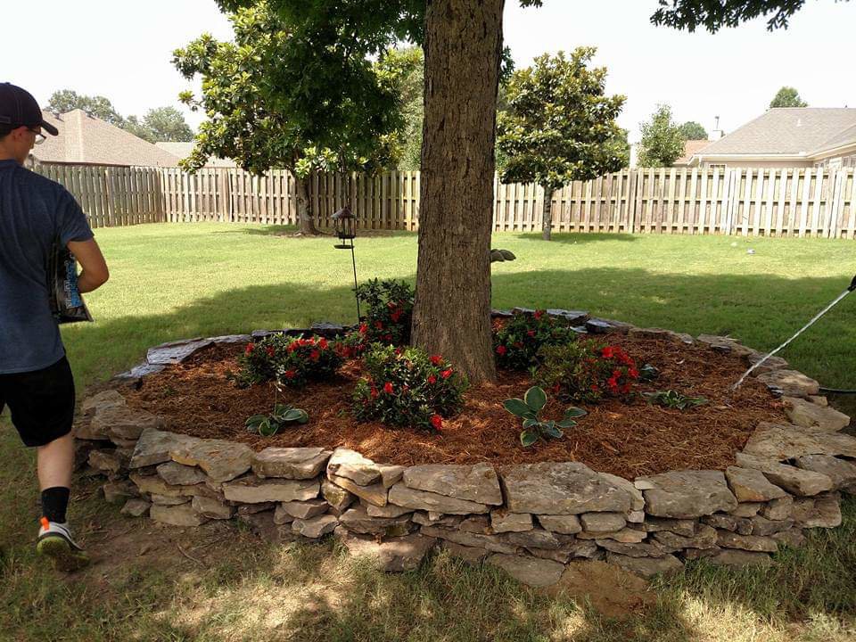 A person spraying around the base of a tree for pest control by Clifft Lawn & Pest Management in Jonesboro, AR.