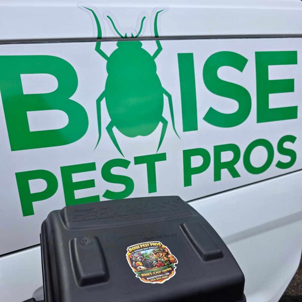 A pest bait station placed by Boise Pest Pros for effective pest control services in Boise, ID.
