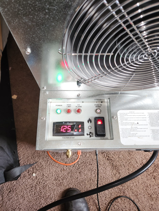 A close-up of a pest control heat treatment machine's control panel used by VIHK LLC in Spokane, WA.