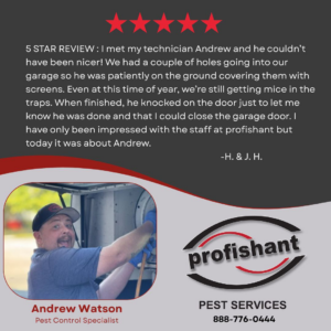 Pest control specialist Andrew Watson working in a confined space for Profishant, inc. in New Bedford, MA.