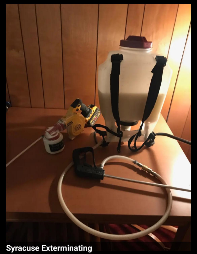 Pest control sprayers and equipment used by Syracuse Exterminating for wildlife and pest control in Syracuse, NY