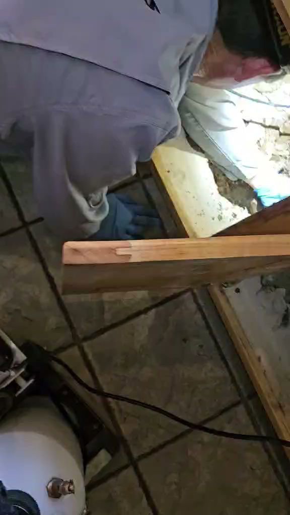 A pest control technician inspecting a crawl space for pests at Bye Bye Bugs Pest Control in Indianapolis, IN