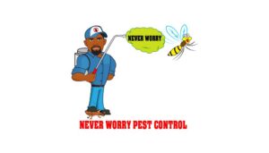 A Never Worry Pest Control technician inspecting a house foundation for pests in Broadview, IL.