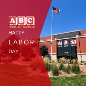 A pest control technician from ABC Termite & Pest Control, Inc spraying indoors for pests in Lincoln, NE.