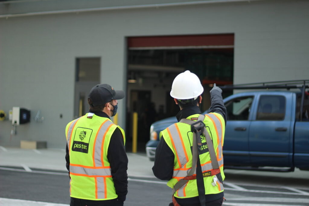 Two Pestec technicians conducting a site assessment for pest control in San Francisco, CA.