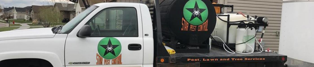 A Star Pest Control truck with pest control equipment in the back, ready for service in Idaho Falls, ID.