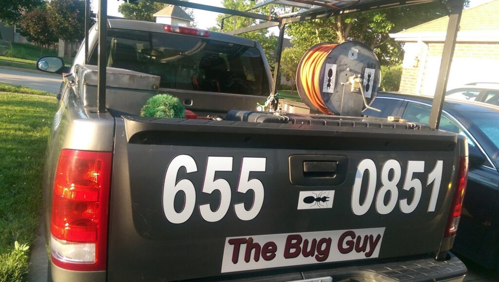 The Bug Guy's pest control truck with equipment, ready for service in Springfield, MO.