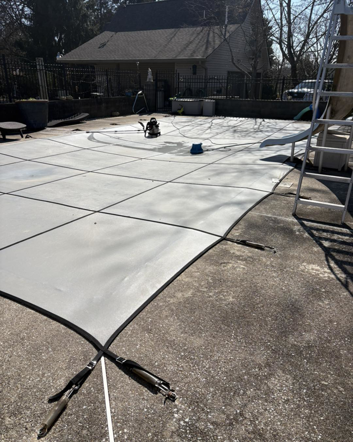 Pool closing equipment on a covered pool by Ultra Pool Care Squad of East Chattanooga, TN.