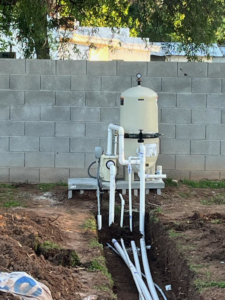 Pool equipment installation with plumbing trenches by Pool Supply Warehouse, Inc. in Fort Mill, SC