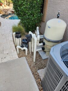 A clean pool filter and pump system ready for maintenance by Blue Square Manufacturing, LLC in Chandler, AZ.