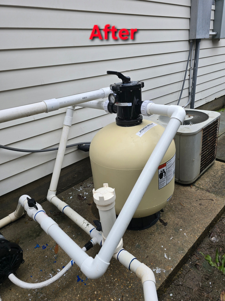 Cleaned and serviced pool filter system after a job by All N One Pools,LLC in Lafayette, LA.