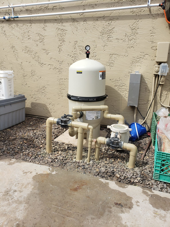 A newly installed or repaired pool filter system by Cruz pool service and repair in Lees Summit, MO