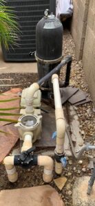 Pool filtration system and equipment, essential for effective pool cleaning and maintenance by Space Ranger Pools in Gilbert, AZ.