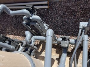 Cloudy pool water indicating a chemical treatment or cleaning in progress by Classic Pool Service in Surprise, AZ